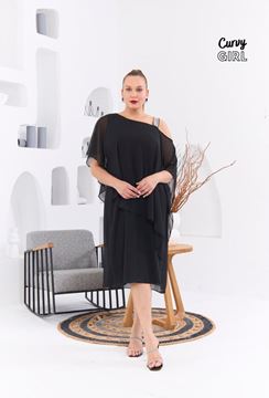 Picture of CURVY GIRL CHIFFON DRESS WITH SPRKLES ON SHOULDER